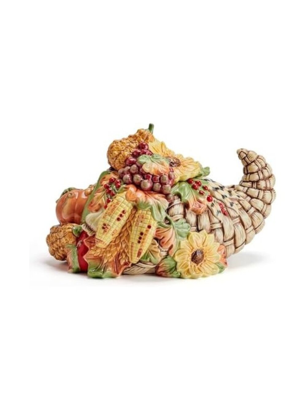 Fitz and Floyd Fall Harvest Cornucopia Cookie Jar Ceramic Figurine 12" NIB